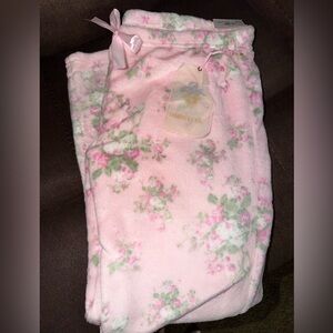 Shabby Chic Pink Floral Plush Lounge/Pajama Pants